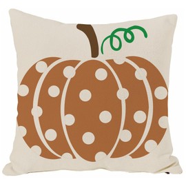 JOOCAR Fall Pillow Covers Polka Dots Pumpkin Orange Throw Pillow Cover Autumn Thanksgiving Decorative Cushion Case for Sofa Couch Home Decor 22x22 Inch