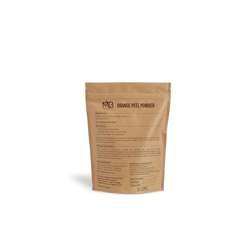 MB Herbals Pure Orange Peel Powder 100 Grams | 100%