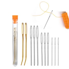 Eupneicu Sewing Needles [Pack of 11], Sewing Needles with Large Eye, 3 Sizes, Large Eye Needles, Sewing Needles for Wool with 1 Storage Tube