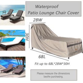 Garden Balsam Patio Chaise Lounge Cover Waterproof,Heavy Duty Outdoor Lounge Chair Covers,Dark Grey Durable Patio Furniture Covers,2Pack,68L*28W*30Hinch