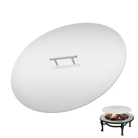 FAHKNS 28" Stainless Steel Round Fire Pit Lid, Fire Pit Snuffer Lid with Handle Fits 25" Inch Round Fire Pit Pan