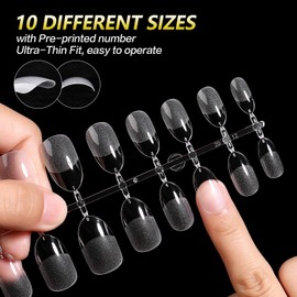 AIMEILI False Nail Tips 432PCS Short Almond Round Full Cover Nail Tips for Soak Off Nail Extension, Acrylic False Press on Nails with Box for Nail Art Salon and Home DIY, 10 Sizes