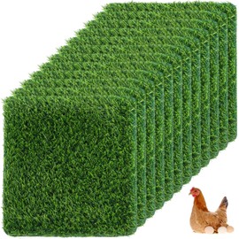 Homaisson 12PCS Chicken Nesting Box Pads, 12'' x 12'' x 1.2'' Artificial Turf Mats, Washable Fake Grass, Nesting Pads for Bedding Grass Rugs for Chicken Coops