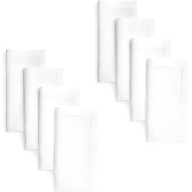 Signature Linen™ de D'Moksha Blanco Servilletas de Cena, Juego de 8, Servilletas de Tela 50 x 50 cm, 100% Lino Puro, con Vainica, Servilletas de Mesa Lavables a Máquina- Verano