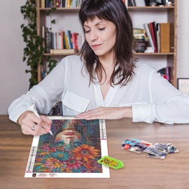 MAXBYE Diamond Painting Kits for Adults，Portrait Diamond Painting, Portrait Flower Art For Diamond, Diamond Painting Kit For Home Décor Items. Gem Art with Free Extra 30% Diamonds,12 x 16in