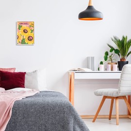 Stupell Industries Hello Sunshine Sentiment Blushing Yellow Sunflowers Small Daisies, Design by Deborah Curiel White Framed Wall Art, 11 x 14, Pink