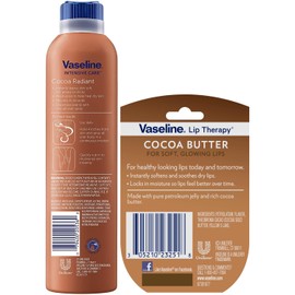 Vaseline Cocoa Radiant Spray Body Lotion 2-Pack + Mini Lip Therapy for Soft, Glowing Skin & Lips
