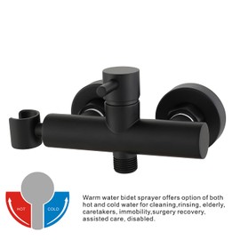 Gaosin Handheld Bidet Sprayer Warm Water Bidet Hand Held Sprayer Shattaf Bathroom Attachment for Toilet with Brass Hot and Cold Mixing Valve Wall Mounted Matte Balck