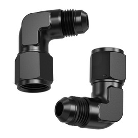 TRUCKMETER 2 Pcs 90 Degree 6AN Female to 6AN Male Swivel Flare Union Fitting Adapter, Black Hard Aluminum Hex Anodized Connector, Automotive Accessories Suitable for Vehicle Fuel Oil Line Modification
