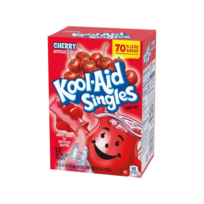 Kool-Aid Cherry Unsweetened Soft Drink Mix, 0.13-Ounce Envelopes(Pack of 48)
