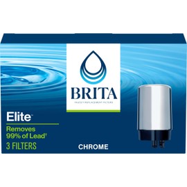 Brita Replacement Water Filter for Faucet Mount, Removes 99% of Lead, Sink Filtration System, Chrome, 3 Count