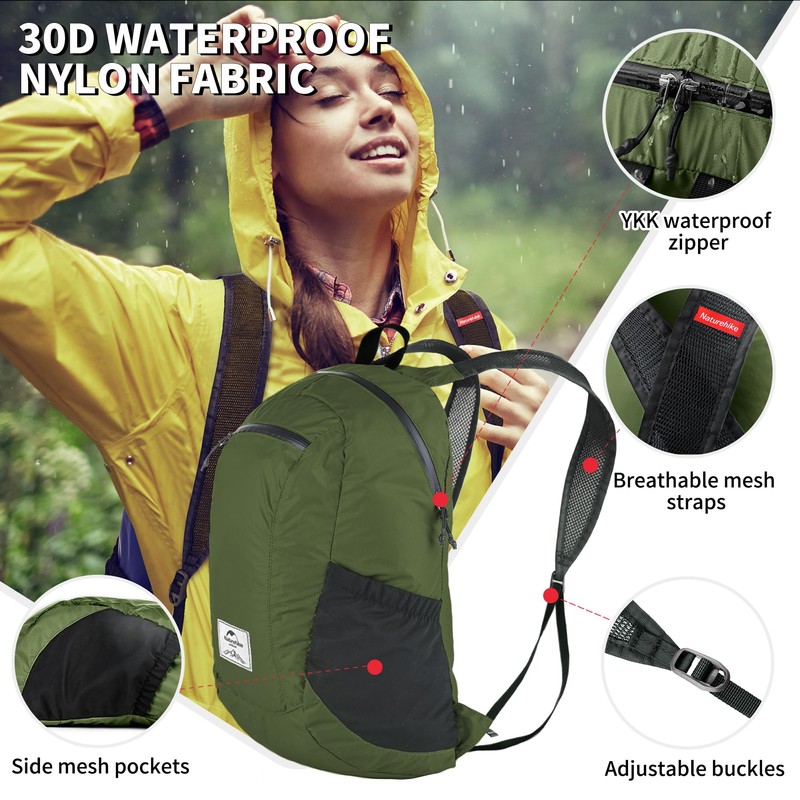 Naturehike Ultra Lightweight Packable Waterproof Hiking Daypack Small Backpack Durable