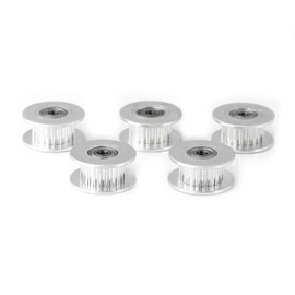 Walfront Pack of 5 2GT Aluminium Timing Pulley 3 mm / 5 mm Bore Wheel 16/20 Tooth or Toothless 3D Printer Accessories for Belt Width 6 mm / 10 mm (W6 mm, 20T, Bore 5, Toothless)