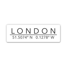 Squiddy London United Kingdom - City Coordinates Travel Luggage Vinyl Sticker Decal - for Phone, Laptop, Water Bottle (3" Wide)