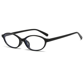 Onrtry Retro Oval Blue Light Glasses for Women 90s Cat Eye Glasses Fake Nerd Computer Eyewear(Black)