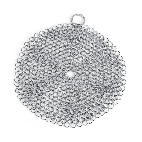 Fdit Cast Iron Cleaner Set 7"x 7" Stainless Steel Chainmail Scrubber for Cast-iron Cleaner Skillet Pan Griddle