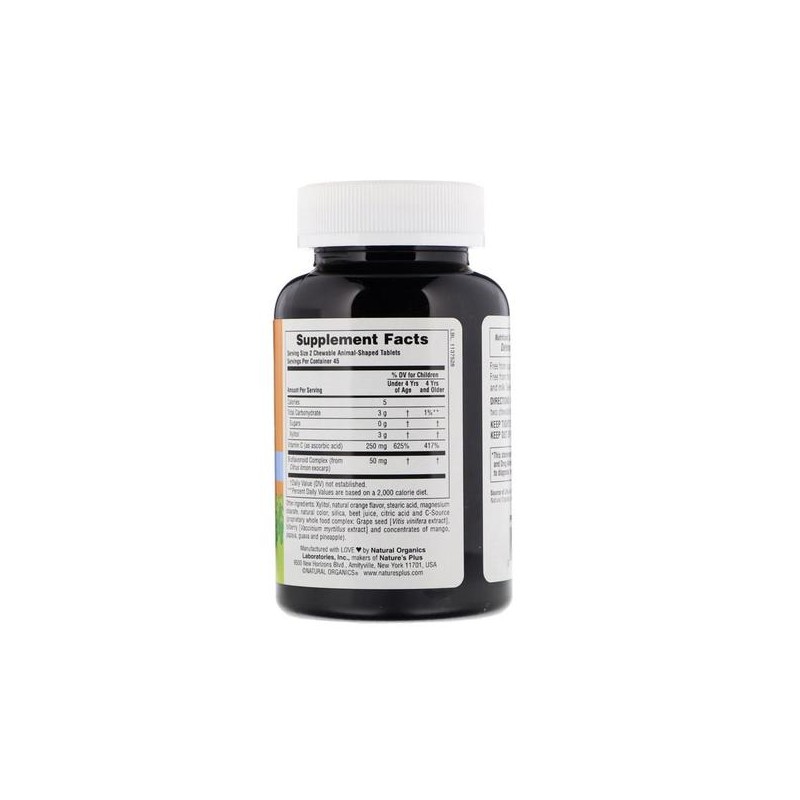 네이쳐플러스 키즈 비타민C 250mg 무설탕 오렌지맛 90츄어블정 바이오 플라보노이드 NaturePlus