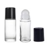 2Pcs 50ml/1.7oz Clear Glass Deodorant Roller Bottle with Plastic Roller