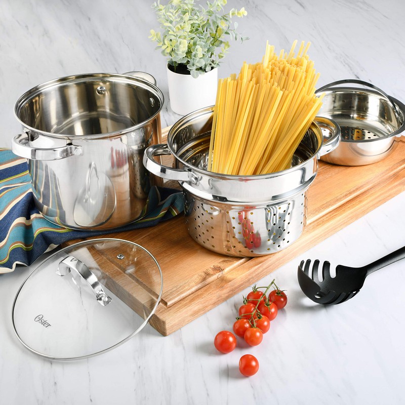 Oster Sangerfield 5-Quart Stainless Steel Pasta Pot Set with Steamer