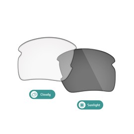 Fiskr Nonpolarized Lenses Replacement Compatible with Oakley Flak 2.0 XL OO9188 Sunglasses, Impact Resistant Photochromic Clear to Gray