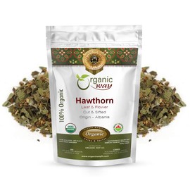 Organic Way Hawthorn Leaf and Flower Cut & Sifted (Crataegus monogyna) - Herbal Tea | European Wild-Harvest | USDA & Kosher Certified | Non GMO & Gluten Free | Origin - Albania (16 Oz)