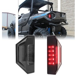 GSOWO Upgraded 2Pcs UTV Tail Lights for Polaris Ranger 570 900 1000 XP General 1000 2015-2020, [Double Side Full LED Design] Red LED Taillights Rear Brake Stop Light-Smoked Lens