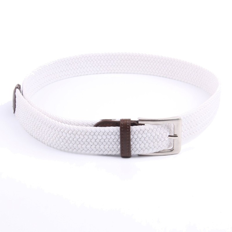 Gelante Canvas Elastic Fabric Woven Stretch Multicolored Braided Belts 2041-White-XL