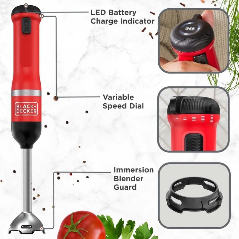 BLACK+DECKER Kitchen Wand Cordless Immersion Blender, Hand Blender with Charging