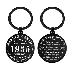 SOUSYOKYO 90th Birthday Gifts for Women Men, 1935 Birthday Keychain, Female 90 Year Old Birthday Gifts Ideas, Happy 90th Birthday Favors Decorations