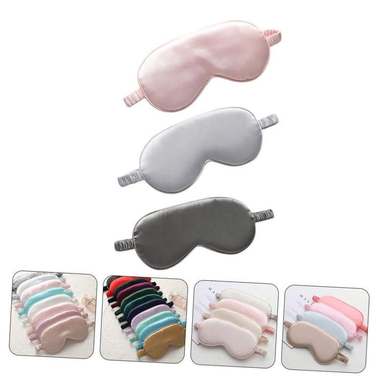 IWOWHERO 3Pcs Travel Blindfold Two Sided Breathable Silk Sleeping Mask