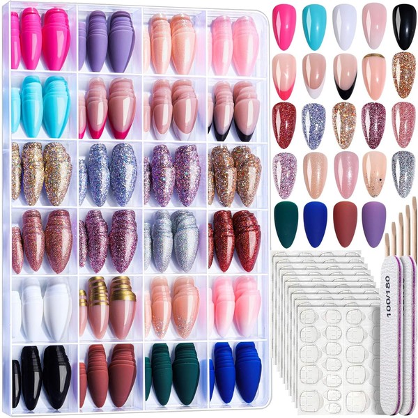 Pink French Tip Press on Nails Long Gradient Coffin Shape