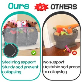 MEWTOGO Large Collapsible Dog Toy Basket - Dog Toy Storage Bin with Handle for Pet Toys Coats Accessories Living Room Area Kids Room Organizer