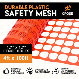 Xpose Safety Orange Safety Privacy Fence - 4' x 100' - Garden Netting, Fencing Screen for Yard, Outdoor Snow, Dog and Pet Fence, Chicken Enclosure - Barrier Protection for Deer, Rabbit, Small Animal