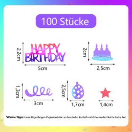 GoldRock Glitter Happy Birthday Confetti Table Decoration Birthday, Colourful Confetti Birthday, Large, 100 x Rainbow Colours Confetti Birthday, Happy Birthday Decoration Streamers, Birthday