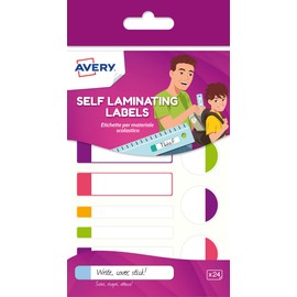 Avery Spain APFLUO24-UK. Coloured Laminated School Supplies Labels - 3 Sizes - 24 Labels Per Envelope
