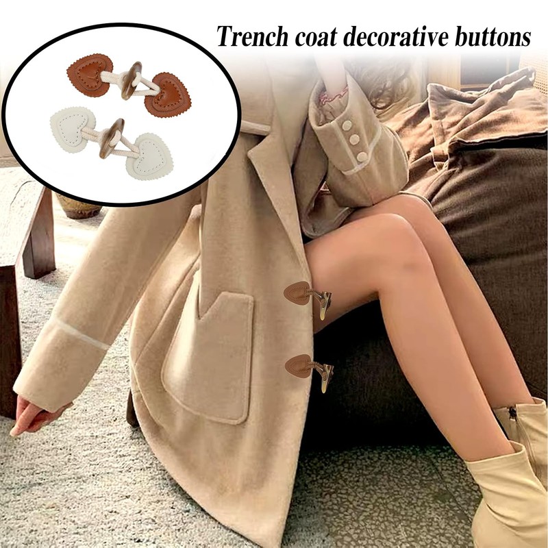 RHQFDM Leather Toggle Clasps, 8 Pairs, Leather Toggle Buttons, Windbreaker,