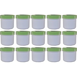 15 Flat Ointment Tins 25 ml with Green Lid