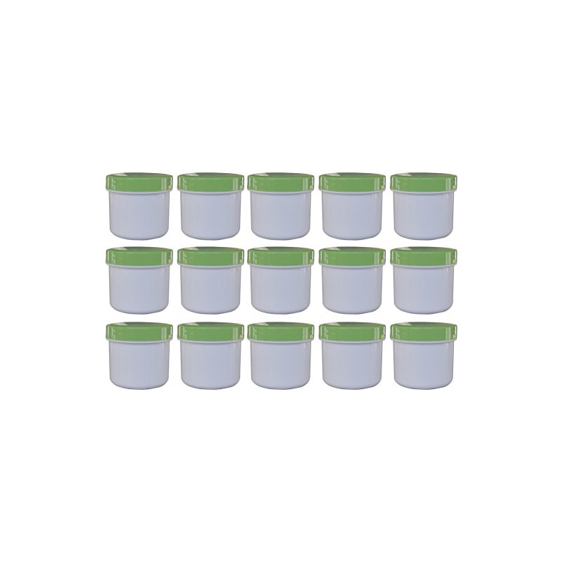 15 Flat Ointment Tins 25 ml with Green Lid