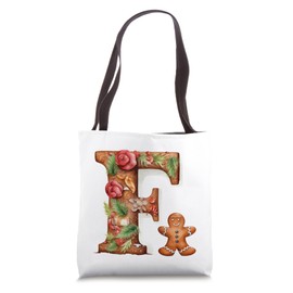 Monogrammed Christmas Initial F Gingerbread Cookie Letter F Tote Bag