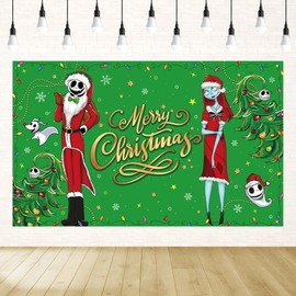 Christmas Decorations Christmas Nightmare Before Backdrop Christmas Banner Jack and Sally Decor Zero Christmas Decorations for Home Party