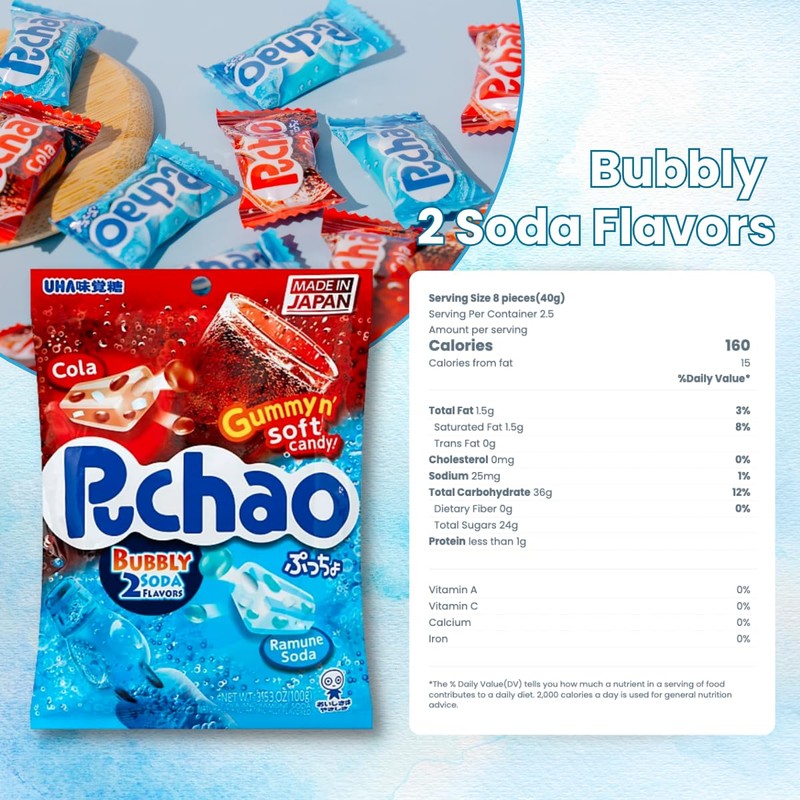 Japanese Chew Puchao Soft Candy – 3 Flavor Pack: Peach