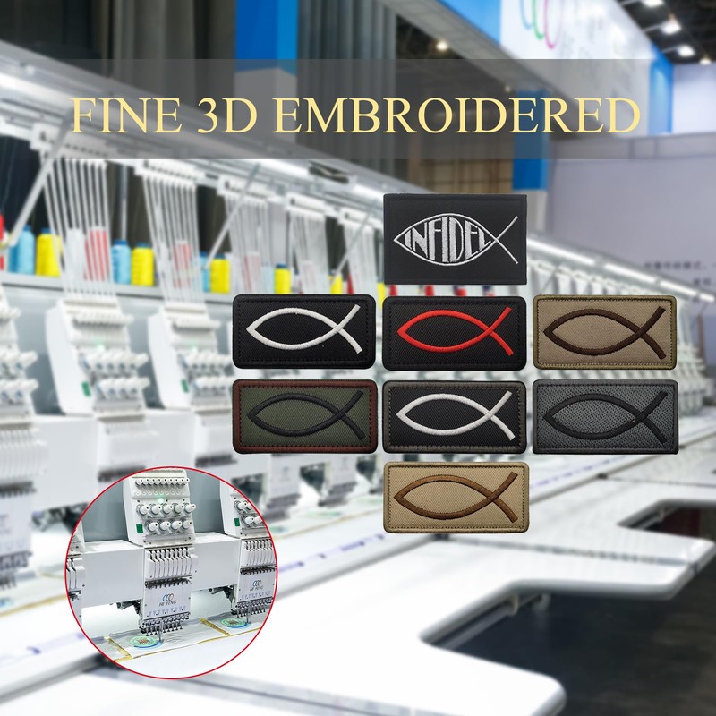 EmWoot 8PCS Fish Patch Ichthys Jesus Fish Patch Embroidered Tactical