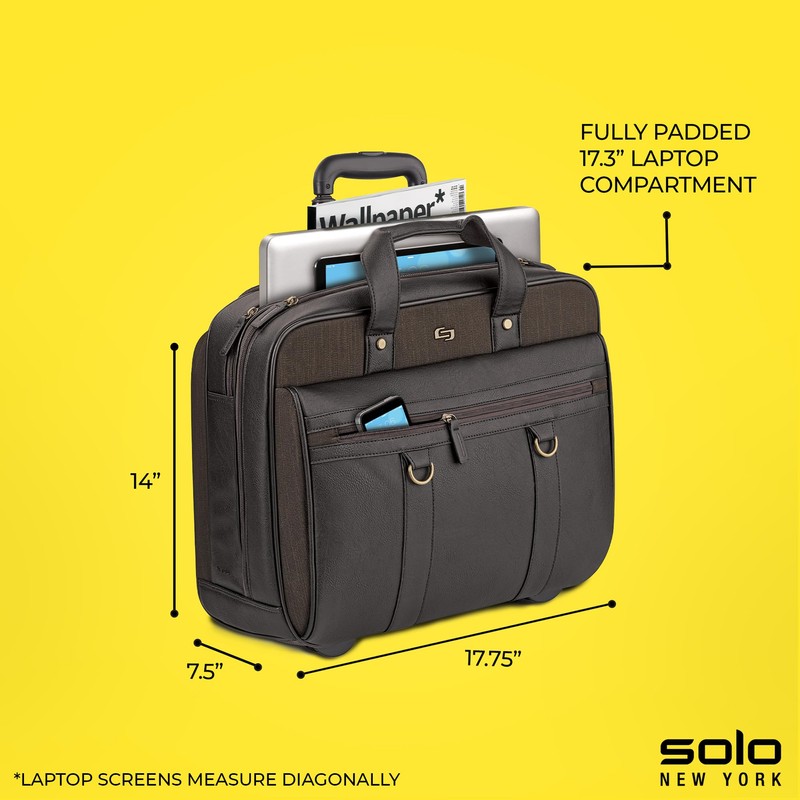 Solo New York Macdougal Rolling Laptop Bag. Rolling Briefcase for