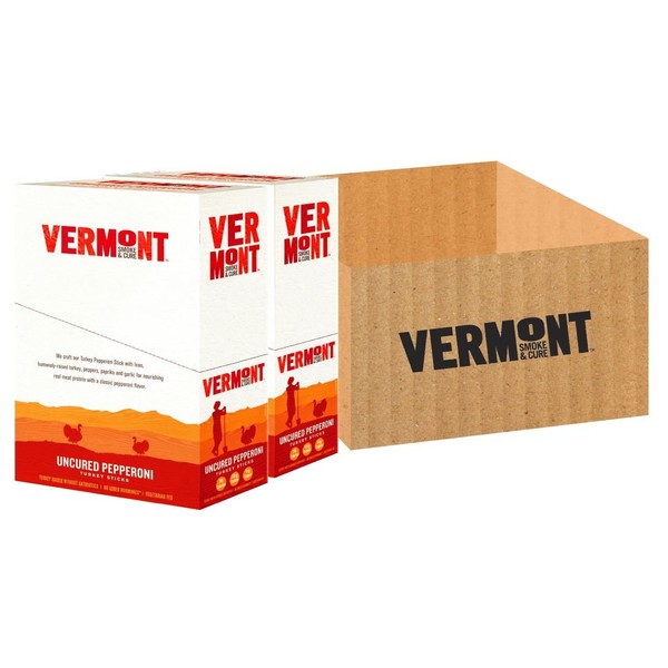 Vermont Smoke & Cure Meat Sticks- Antibiotic Free Turkey Sticks - Gluten-Free Snack - Paleo and Keto Friendly - Nitrate Free - Uncured Pepperoni - 1oz Stick - 48 Count