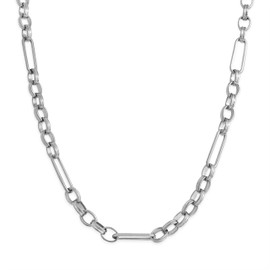 Jean Beau Silver Link Chain Layered Necklaces for Women, Statement Stainless Steel Simple Paper Clip Circle Oval Link Choker Necklace Summer Prom Jewelry Gift