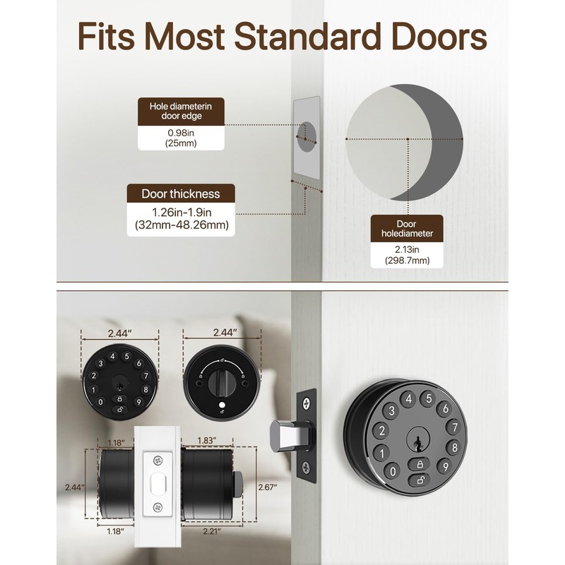 Electronic Deadbolt Door Lock, Keyless Entry Door Knob with Keypad,