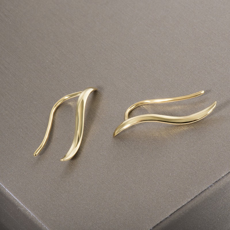 S.Leaf Pendientes delicados de escalador de plata de ley para