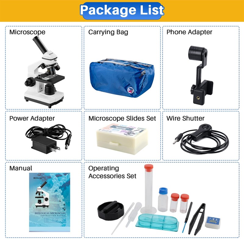 Microscope for Adults Kids, 100X-2000X BEBANG Compound Microscope with Microscope