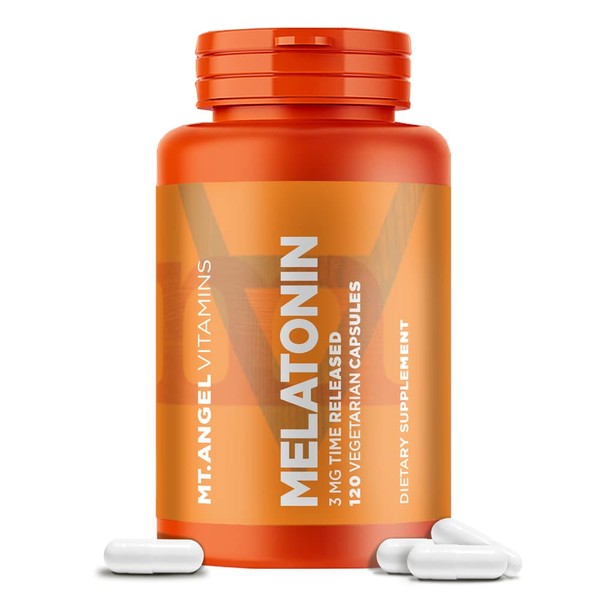 Mt. Angel Vitamins - Melatonin, 3MG Time Released (120 Vegetarian Capsules)