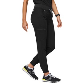 FIGS Zamora Jogger Style Scrub Pants for Women - Black, Medium-Tall